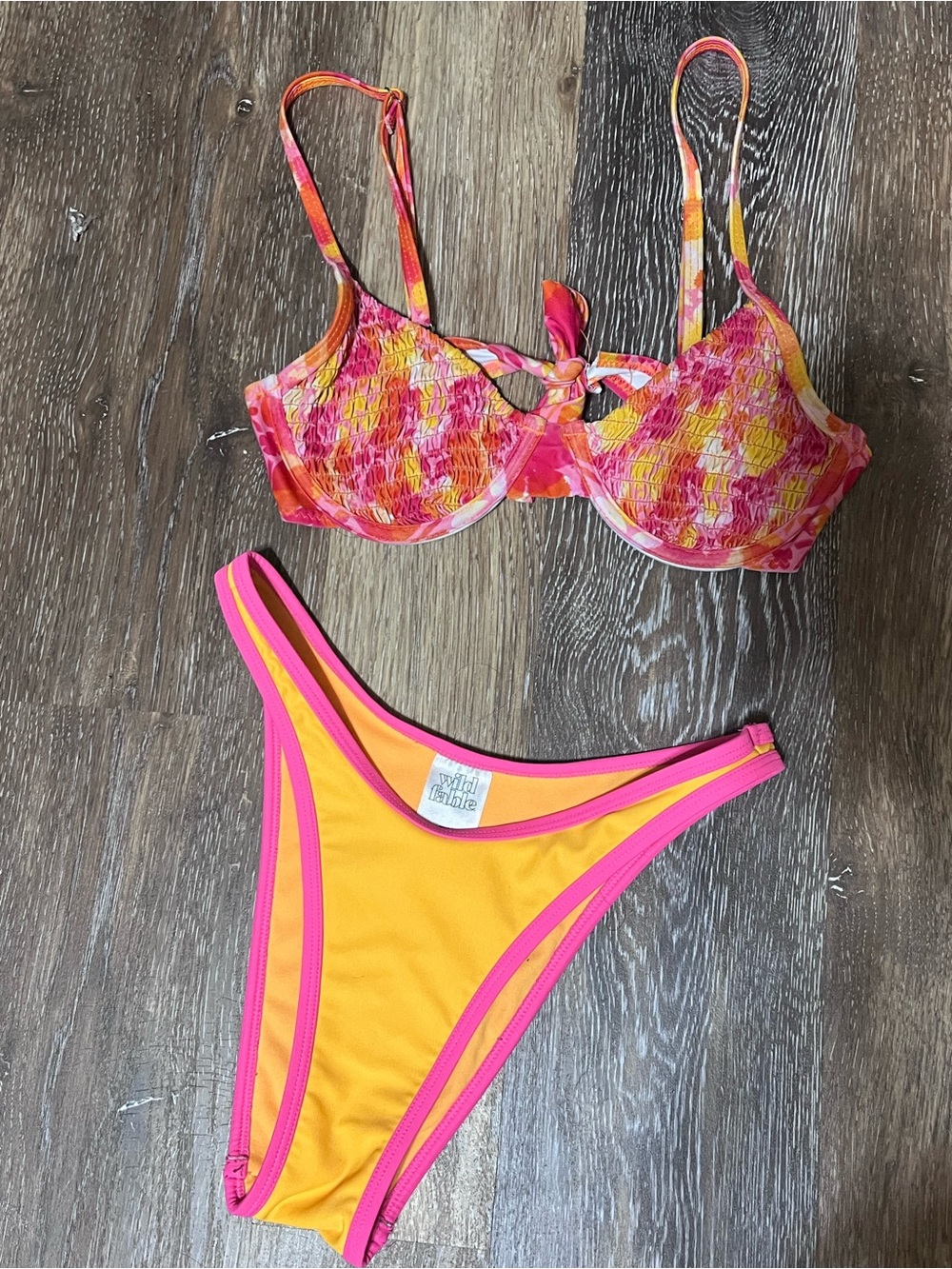 Wild Fable Yellow and Pink Swim Suit